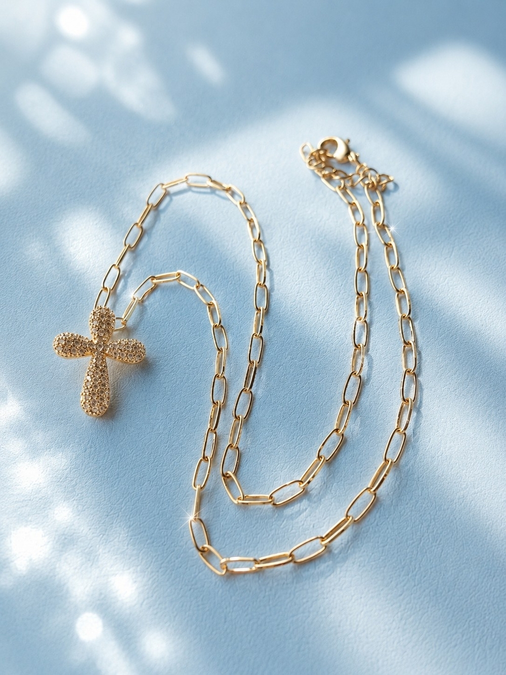 Gold Cross Pendant Necklace - Elegant Gold Chain Necklace